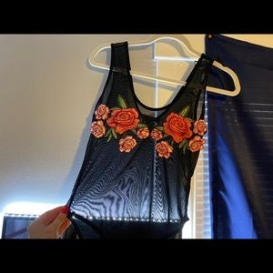 Rose translucent body suit